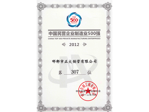 民营企业制造业500强-2012年